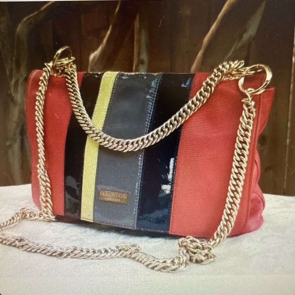 HALSTON HERITAGE | Colorblock Patent Leather Chain Shoulder Bag